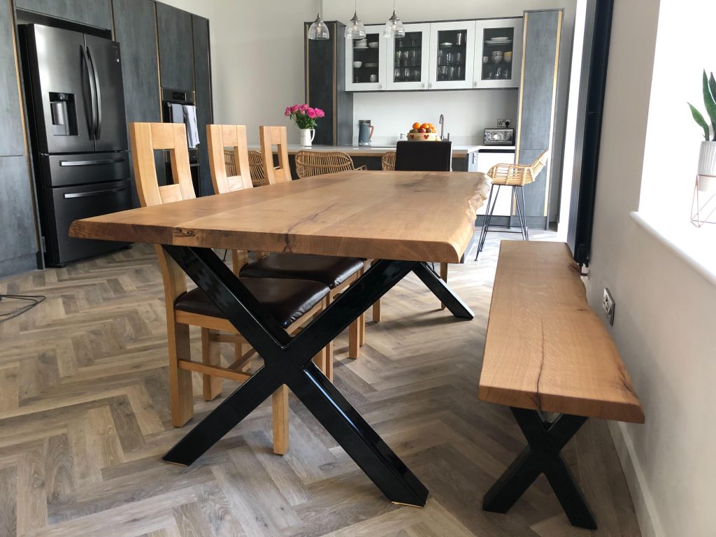 Oak table top and Oak bench