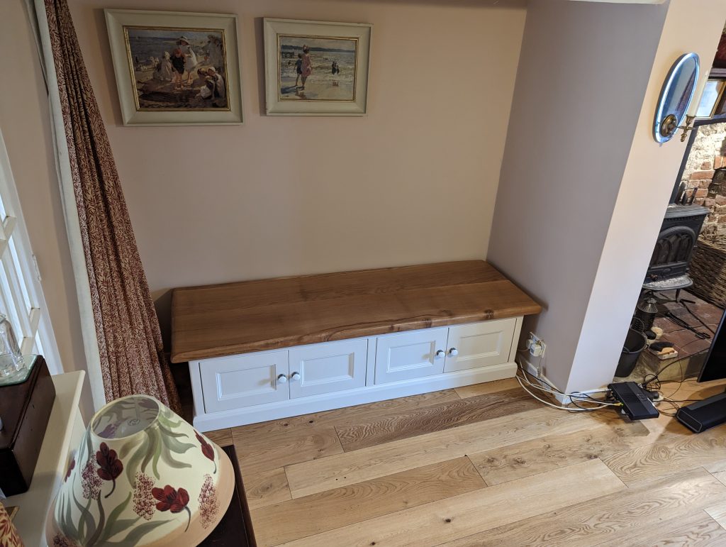 TV Unit made out of 2 Elm planks joined together