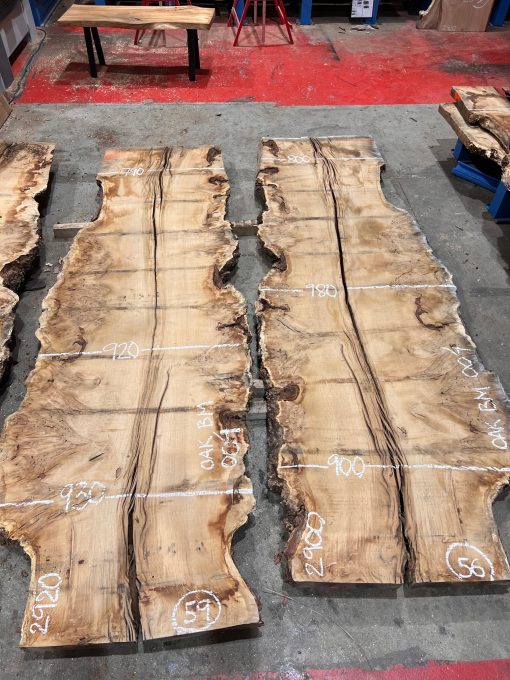 Oak Book Matched Pair #004 rough sawn and kiln dried timber slabs