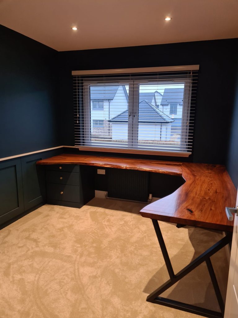 L shaped Table Top out of Book Matched Elm