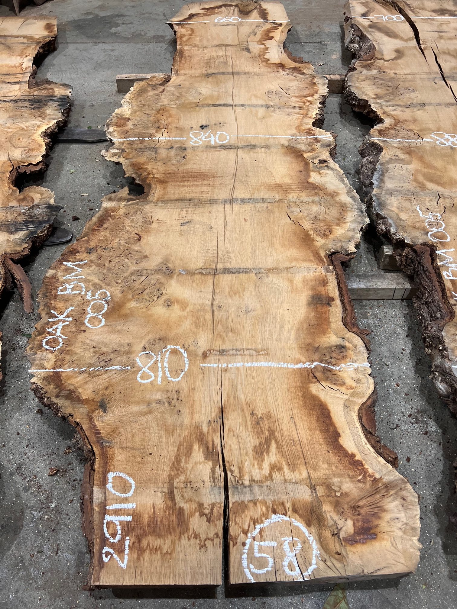 Oak Book Matched Pair #005 rough sawn and kiln dried timber slabs