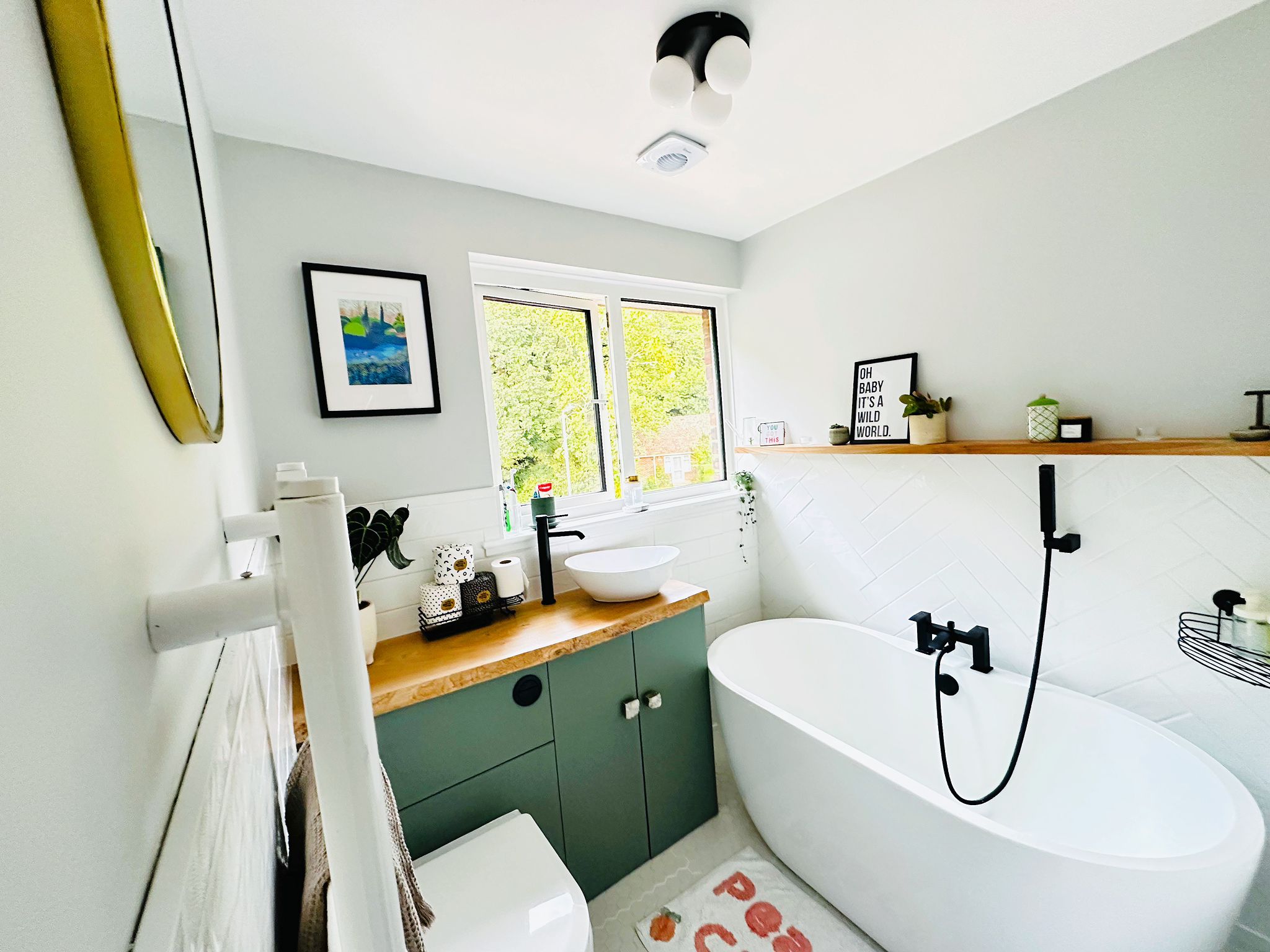 Vanity unit and floating shelve made by a student