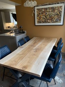 Ash table top semi completed with live edges. Sanded to 40 grit.