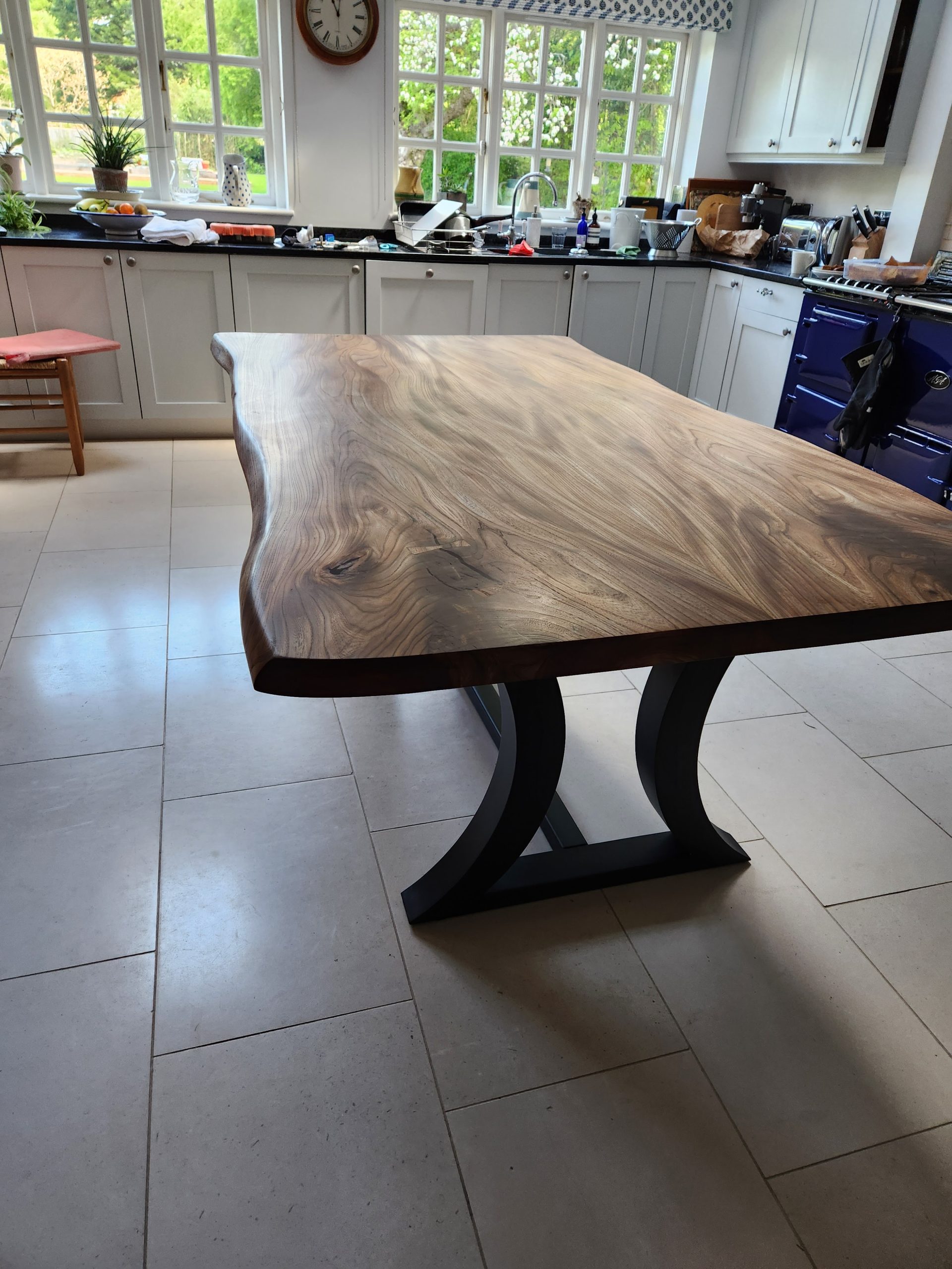Table top made out of book matched pair of Elm planks