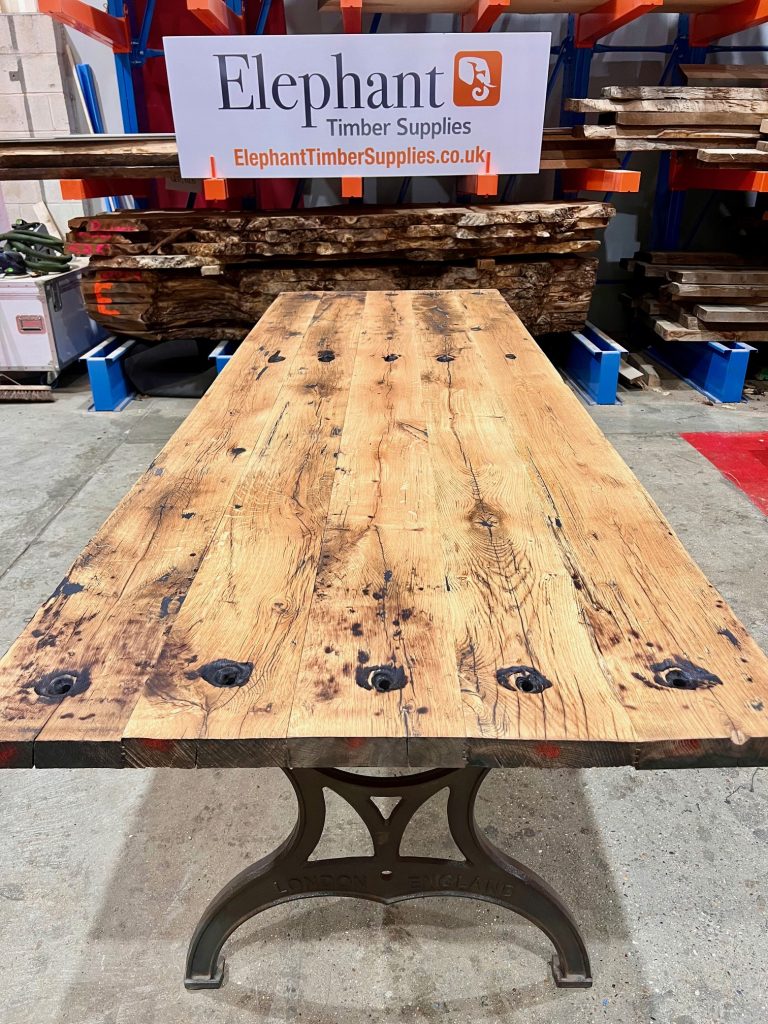 Table top made out of reclaimed wagon planks - 2700 x 990 x 39mm