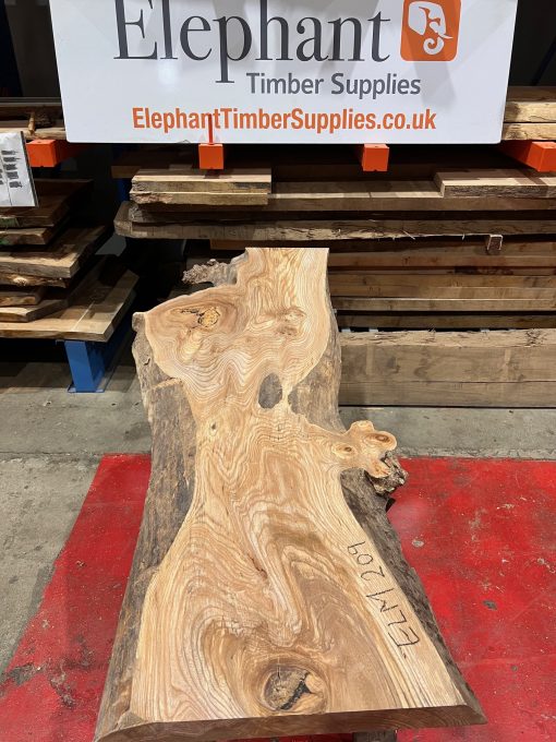 Elm #209. Kiln dried. Measuring 1800 long, 440/640mm wide and 53mm thick. Can be delivered anywhere in the UK (Mainland).