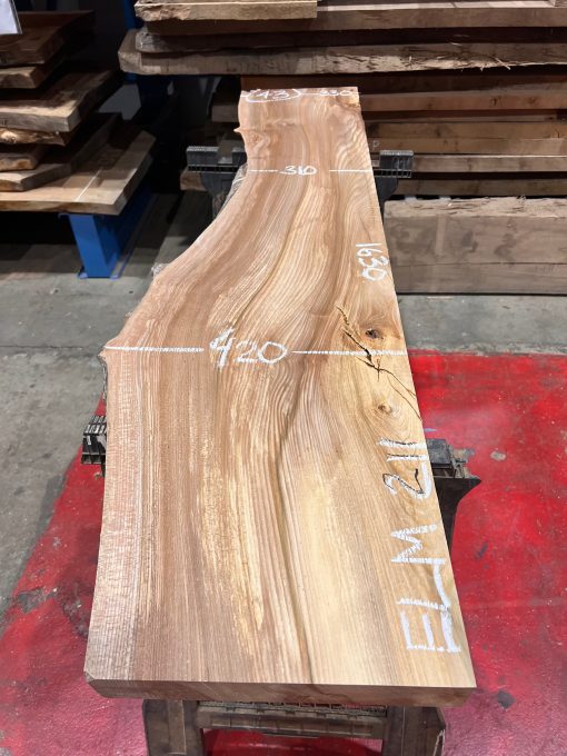 Elm #211. Kiln dried. Measuring 1630 long, 310/420mm wide and 43mm thick. Can be delivered anywhere in the UK (Mainland).