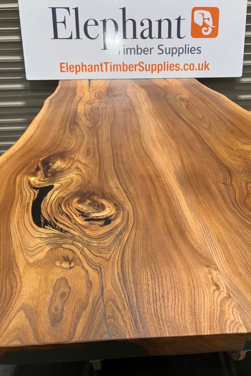 Alternative view of Book matched Elm table top finished in Odies oil