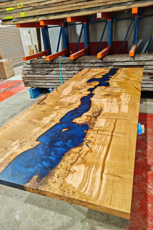 Burr Oak TableTop - Blue Resin - SOLD