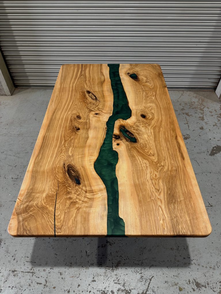 Ash TableTop with green resin