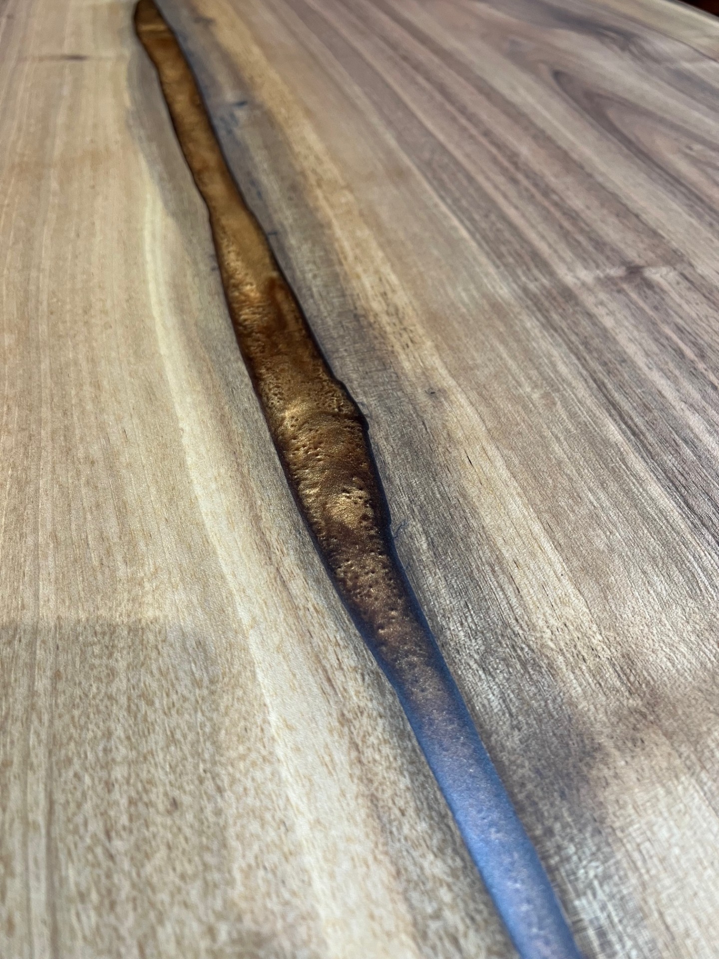 Walnut Table Top with copper resin